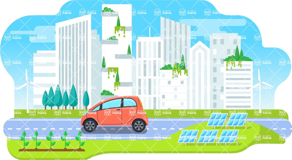 Vector Landscape Mega Bundle - Colorful Modern Eco City Vector Background